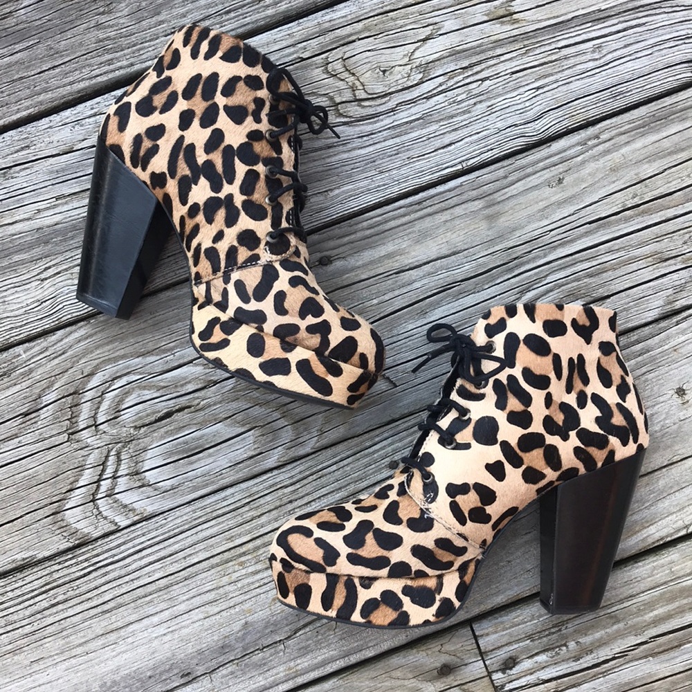 Steve Madden Leopard Print Platform Heeled Booties
